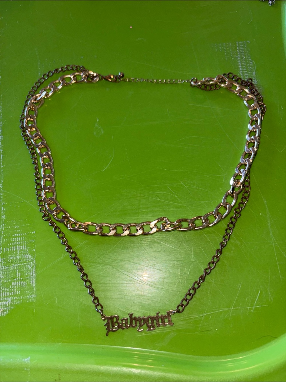 Gold Layered 'Babygirl' Chain Necklace
